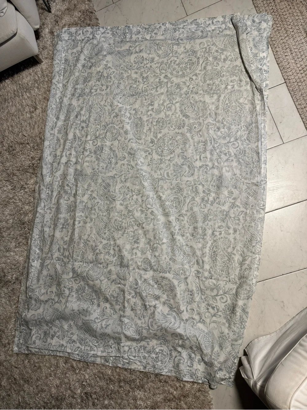 Nicole Miller Light Blue Green White Paisley Sheer Panels 4